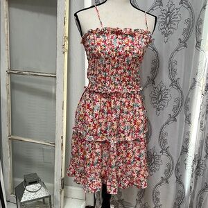 NWOT-Jessica Simpson Red Floral Midi Dress